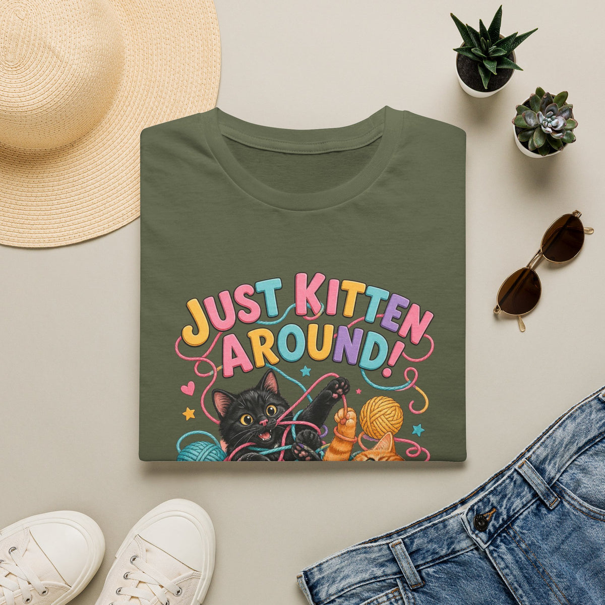 Just Kitten Around T-Shirt — Cute Playful Cat Graphic Tee