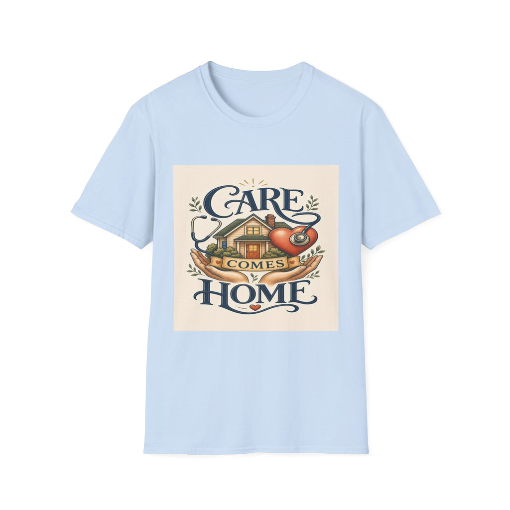 T-shirt Design Featuring Care Comes Home With Warm Illustrations- Graphic Tees