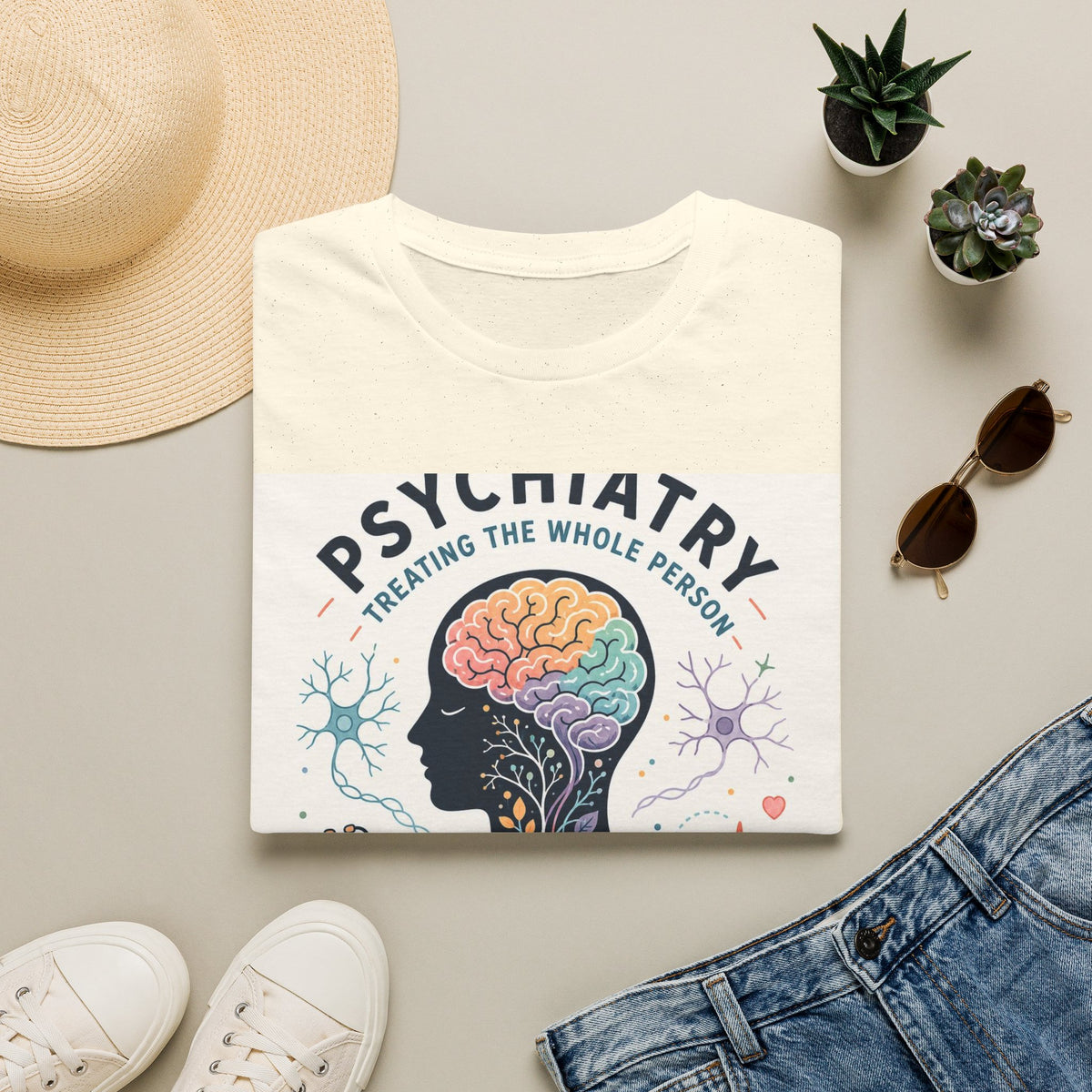 Colorful Brain And Heart In Human Silhouette With Text