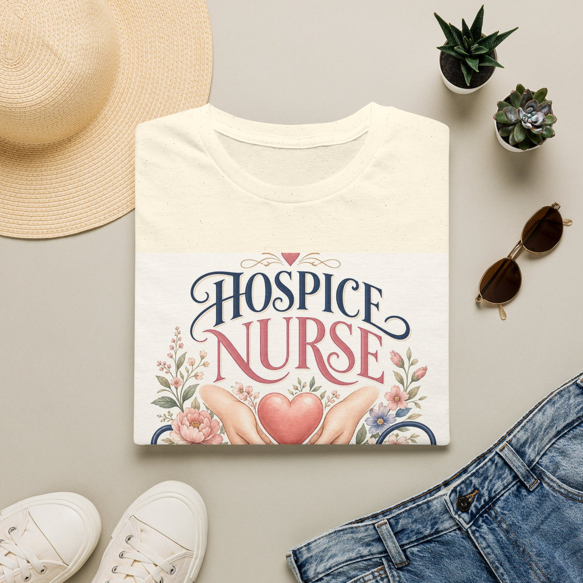 Elegant T Shirt Design Celebrating Hospice Nurses With Compassionate Imagery