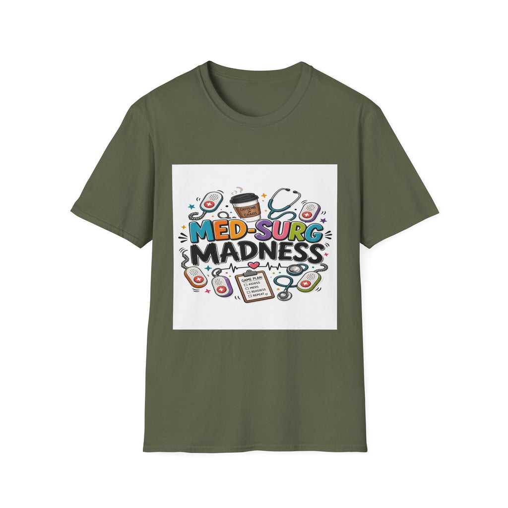 Vibrant T-Shirt Design Featuring MED-SURG MADNESS Phrase (1)- Graphic Tees