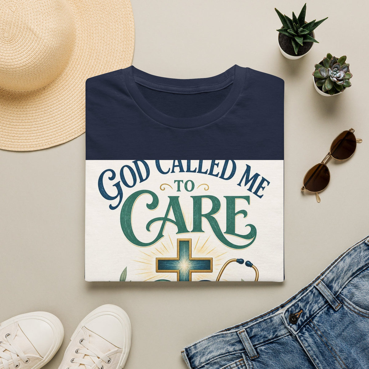 T Shirt Design Featuring Faith Inspired Care Elements