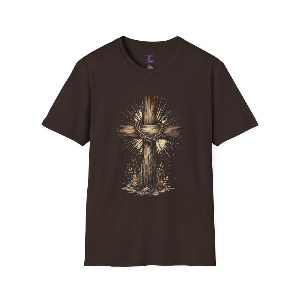 Christian Cross T-Shirt — Rustic Crown of Thorns Design