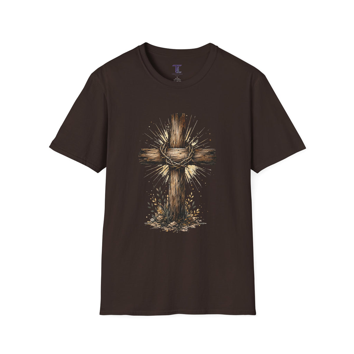 Christian Cross T-Shirt — Rustic Crown of Thorns Design