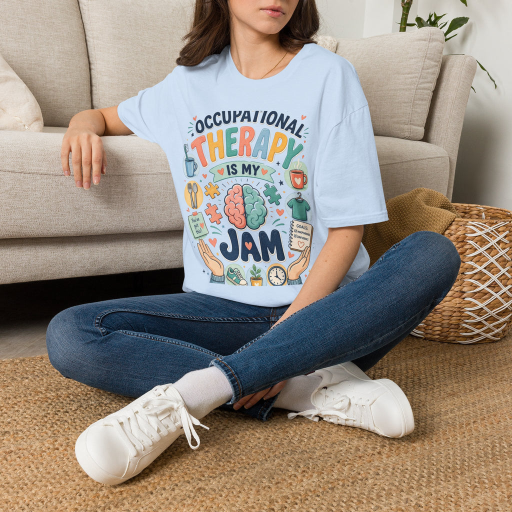 Playful T Shirt Design Celebrating Occupational Therapy Vibrantly Illustrated
