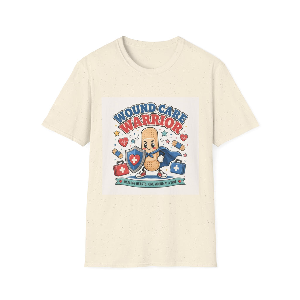 Wound Care Warrior T-Shirt Design Featuring Playful Bandage Character- Graphic Tees