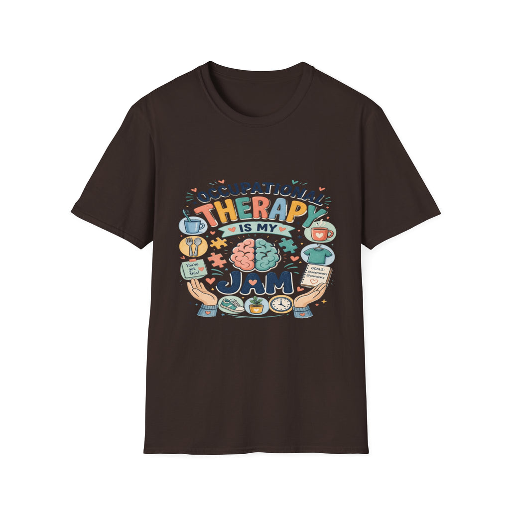 Playful T-shirt Design Celebrating Occupational Therapy Vibrantly Illustrated- Graphic Tees