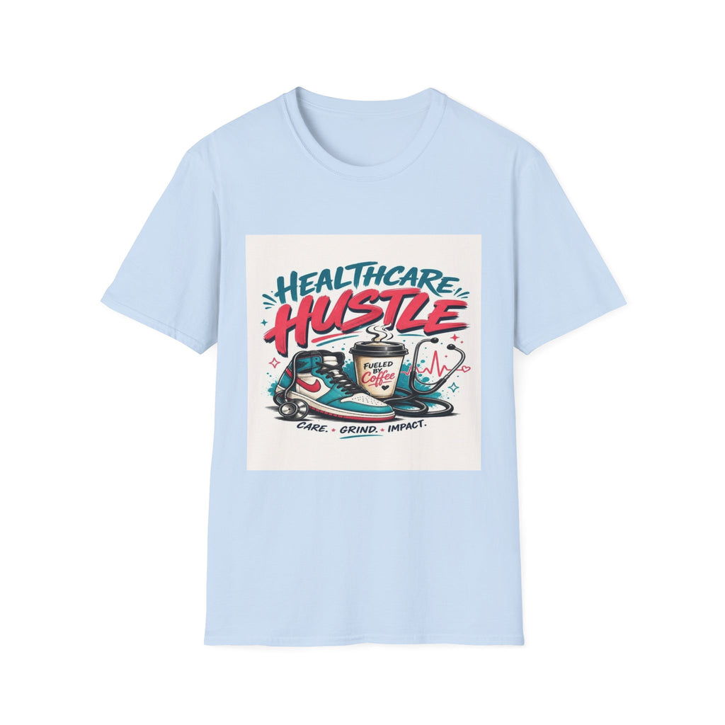 Dynamic T-Shirt Design Featuring Healthcare Hustle Text- Graphic Tees