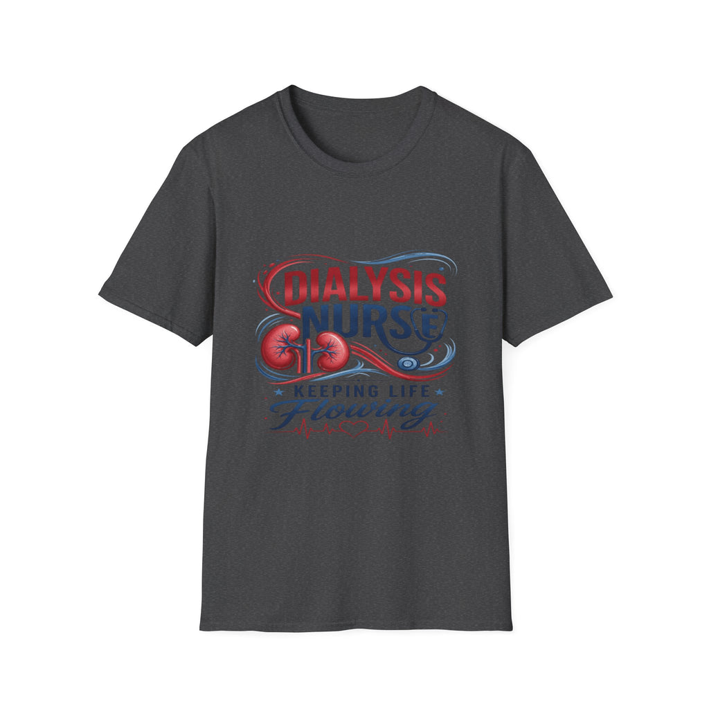 Creative T-Shirt Design Celebrating Dialysis Nurses With Flowing Elements- Graphic Tees