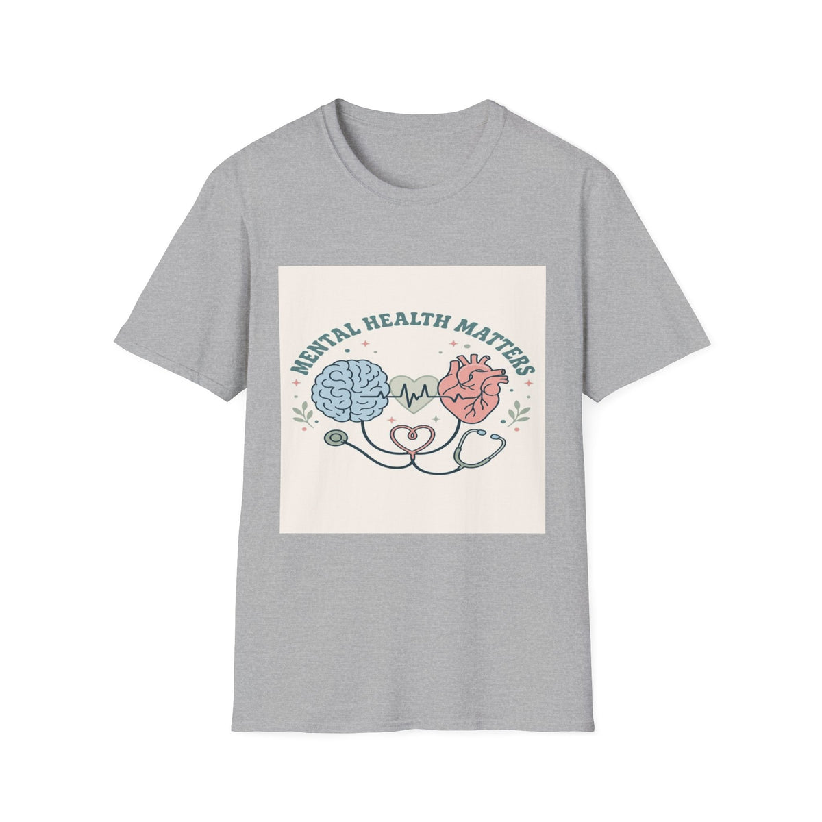 Stylized Brain And Heart Design For Mental Health Awareness- Graphic Tees