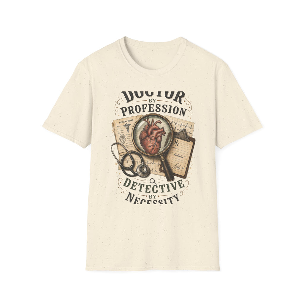 Vintage Detective Inspired T Shirt Featuring Anatomical Heart And Magnifying Glass