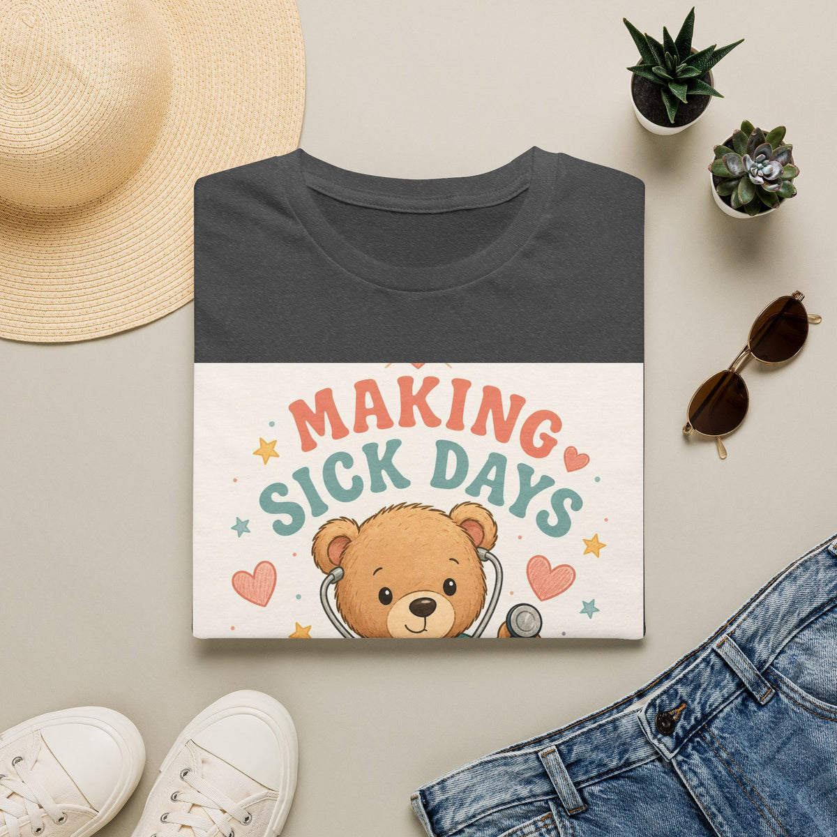 T Shirt Design Featuring Teddy Bear With Stethoscope And Stars