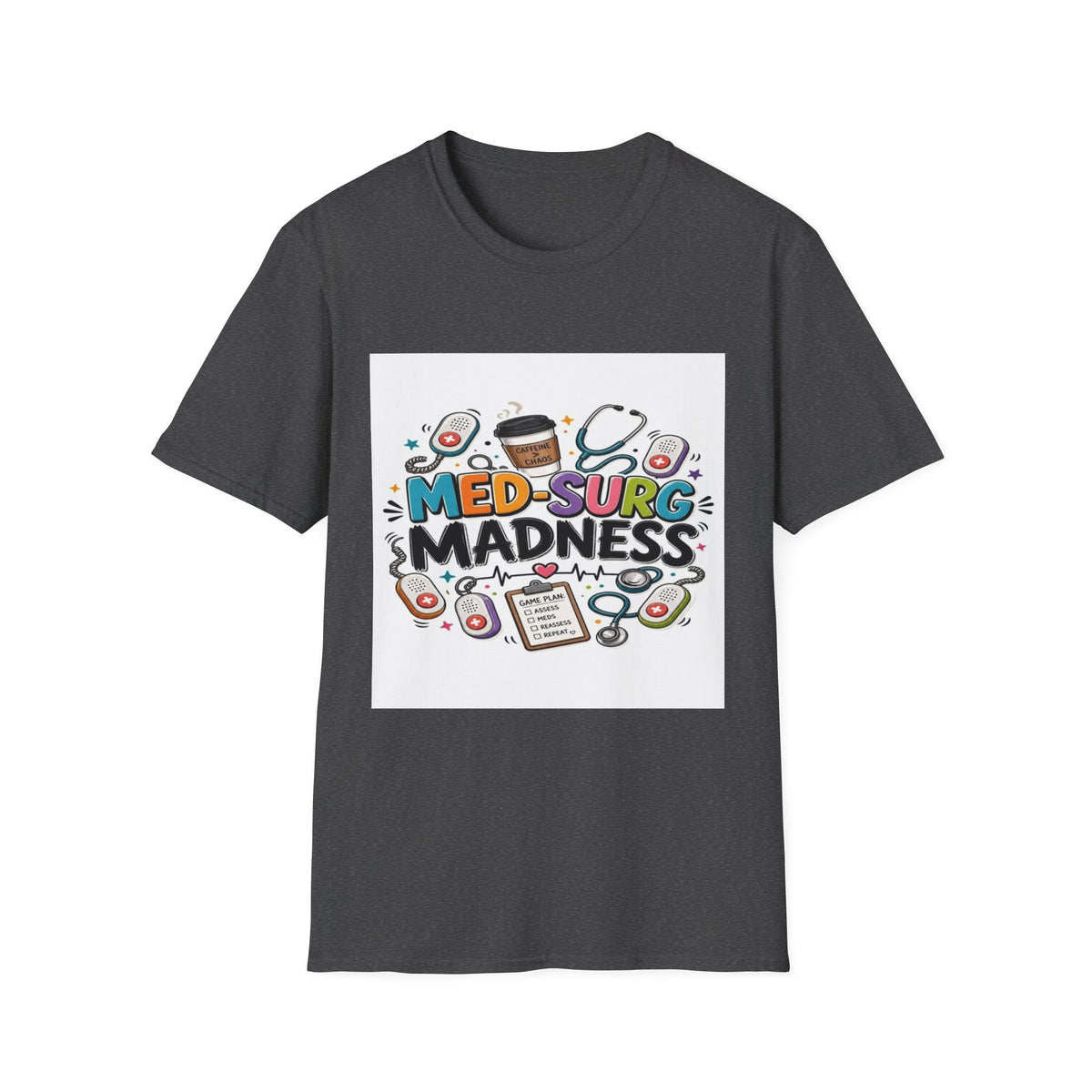 Vibrant T-Shirt Design Featuring MED-SURG MADNESS Phrase (1)- Graphic Tees