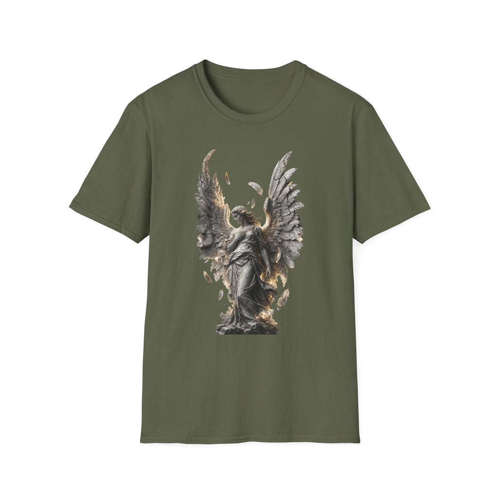 Angel Wings Graphic T-Shirt — Fallen Feather Statue Design