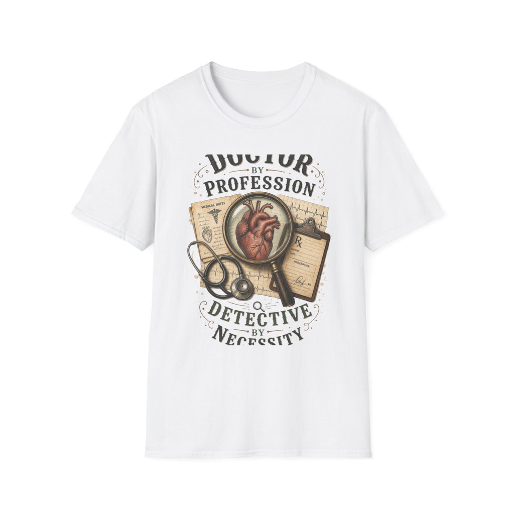 Vintage Detective Inspired T Shirt Featuring Anatomical Heart And Magnifying Glass