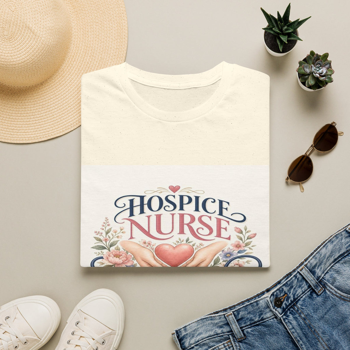 Elegant T-Shirt Design Celebrating Hospice Nurses With Compassionate Imagery- Graphic Tees