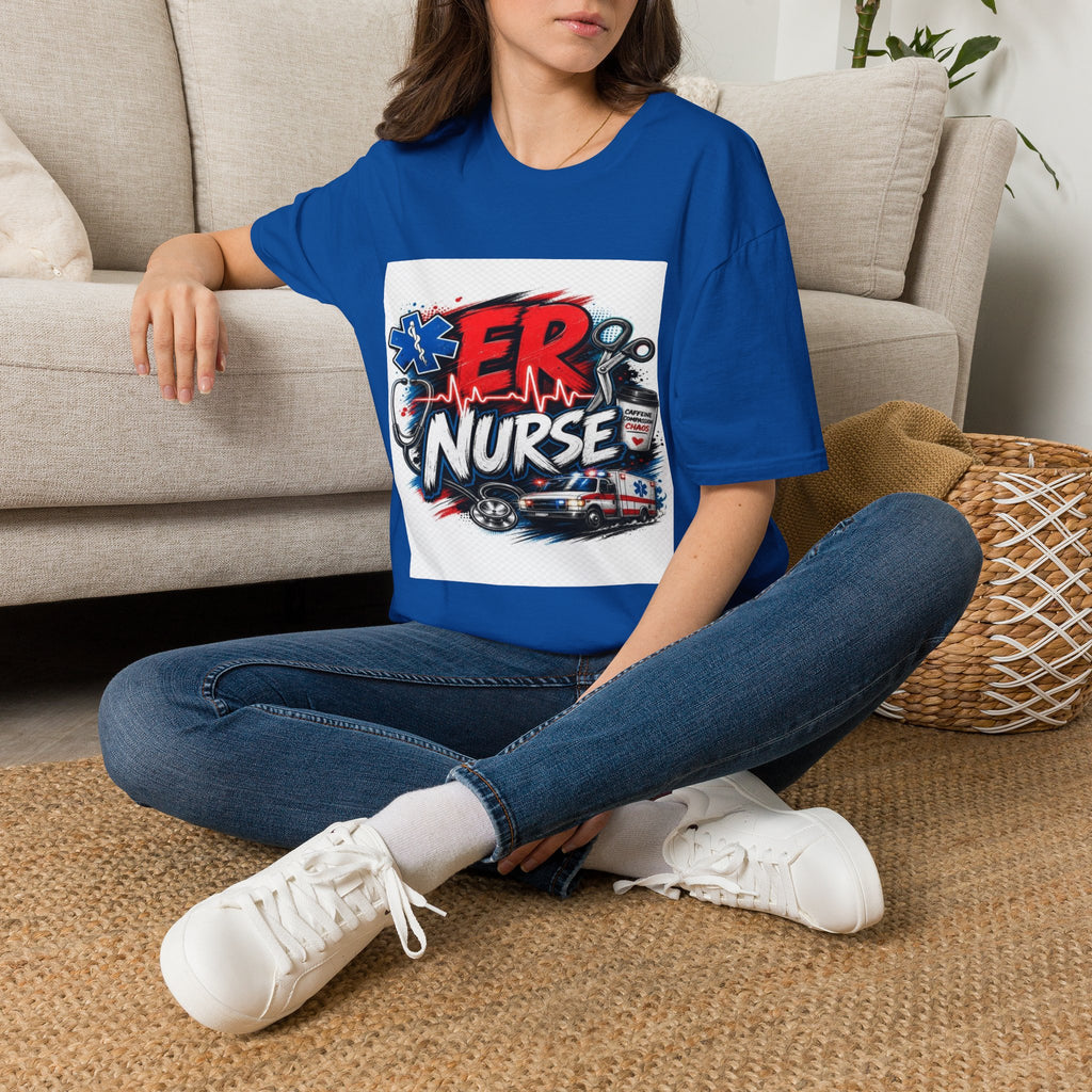 Bold Streetwear T-Shirt Design Featuring ER Nurse Typography- Graphic Tees