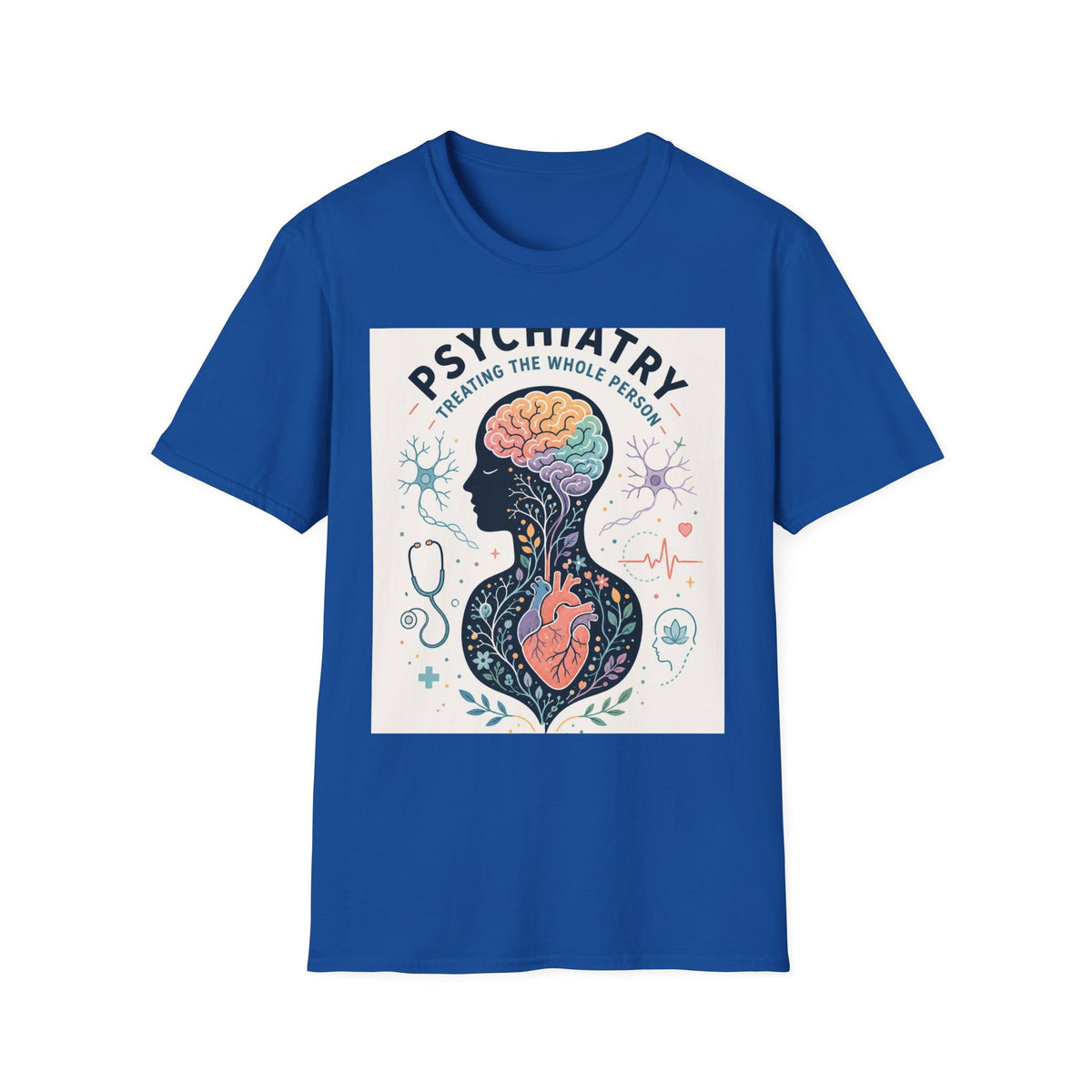 Colorful Brain And Heart In Human Silhouette With Text