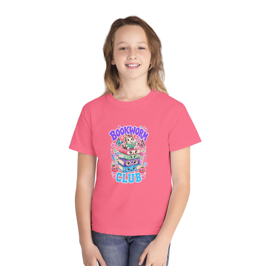 Youth Tee — Cute "Bookworm Club" Stack Graphic