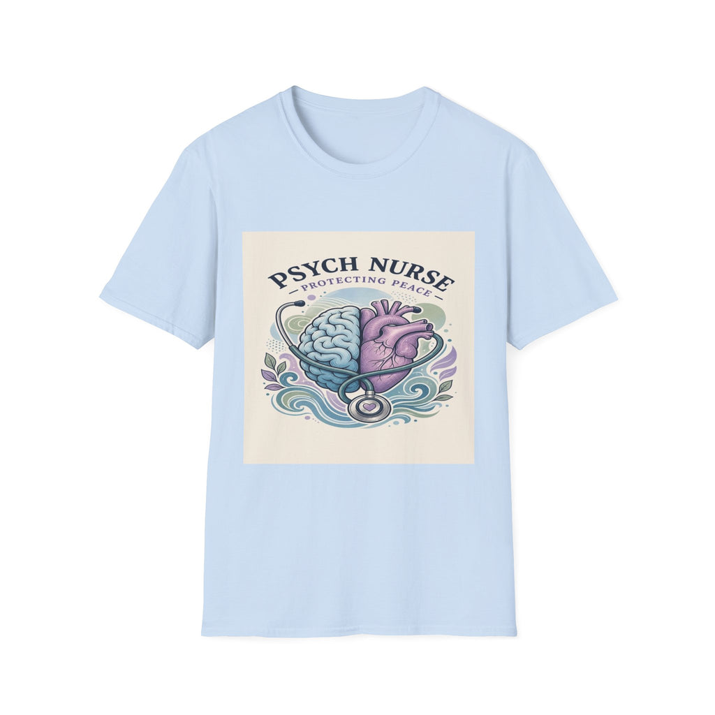 Stylized Brain And Heart Illustration With Stethoscope Art- Graphic Tees