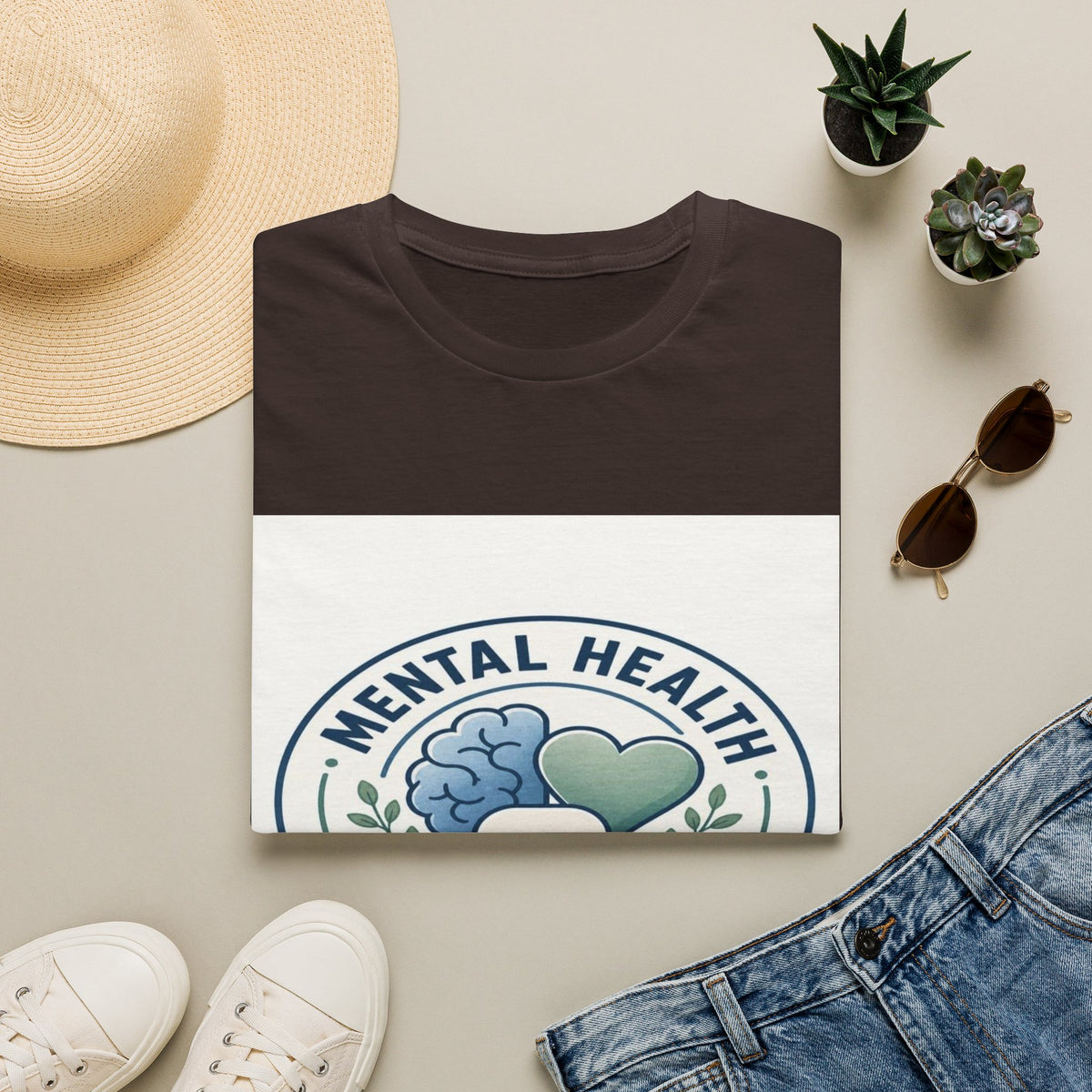 Badge-Style Graphic Featuring Mental Health Professional Title With Iconography- Graphic Tees