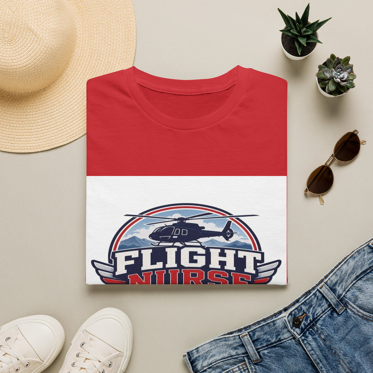 Aviation-Inspired T-Shirt Design Featuring Flight Nurse Graphic- Graphic Tees