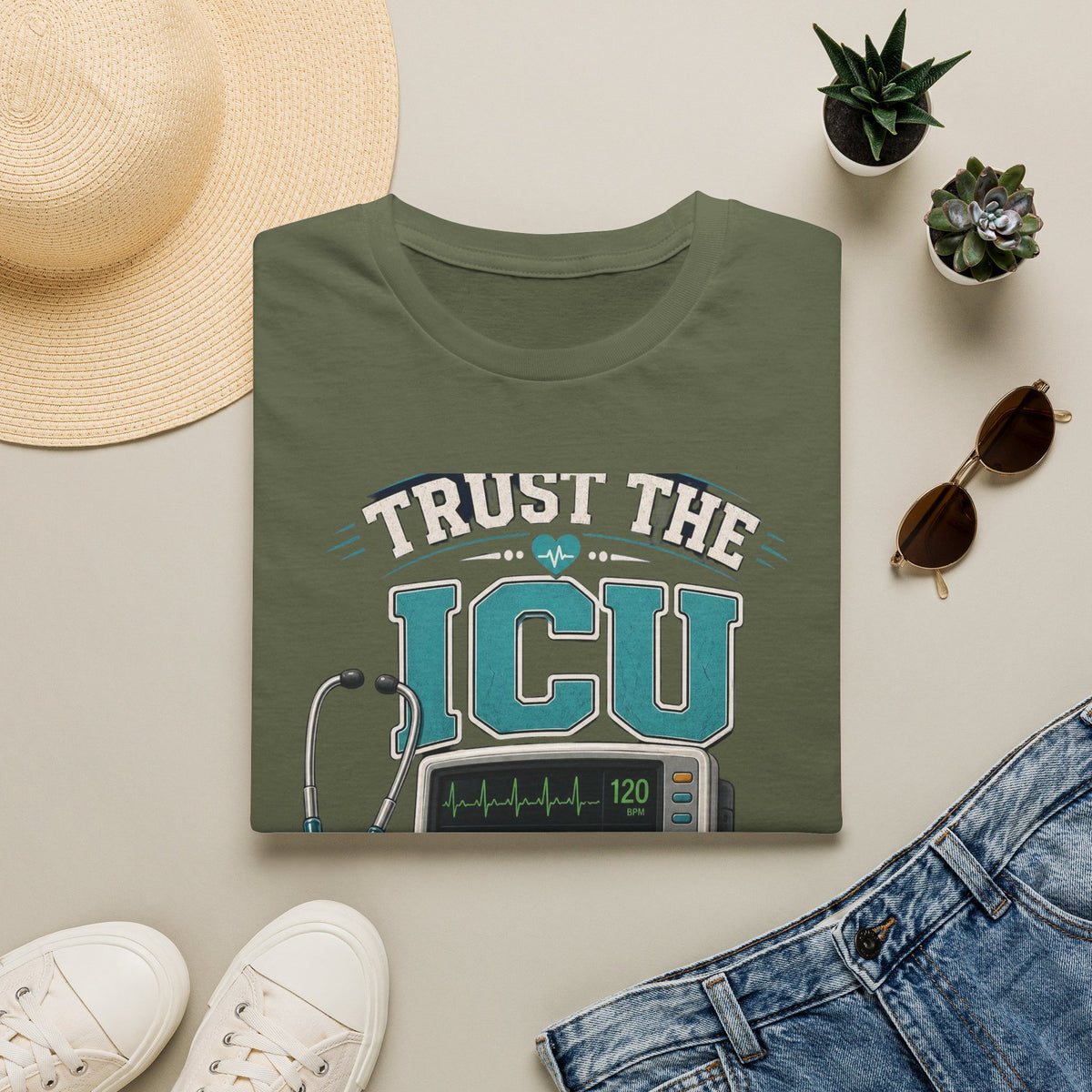 Bold T Shirt Design Featuring Trust The ICU Nurse Phrase