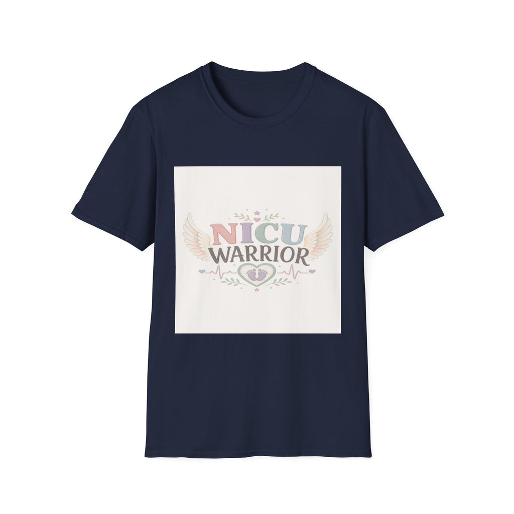 NICU Warrior Design With Baby Footprint And Angel Wings- Graphic Tees