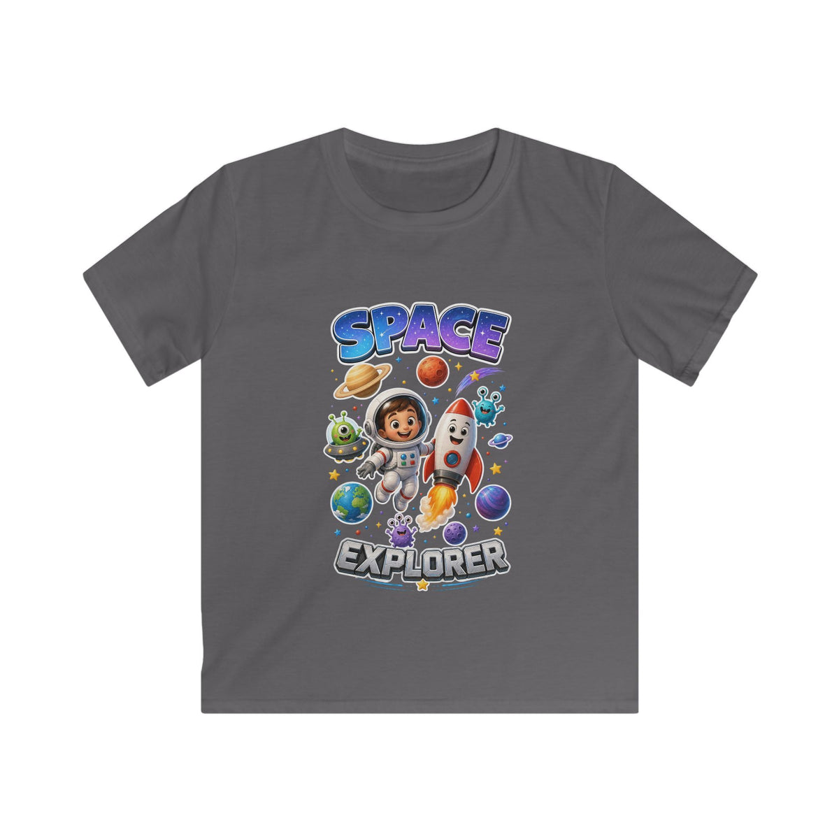Kids Space Explorer T‑Shirt — Cute Astronaut Rocket Tee for Boys & Girls