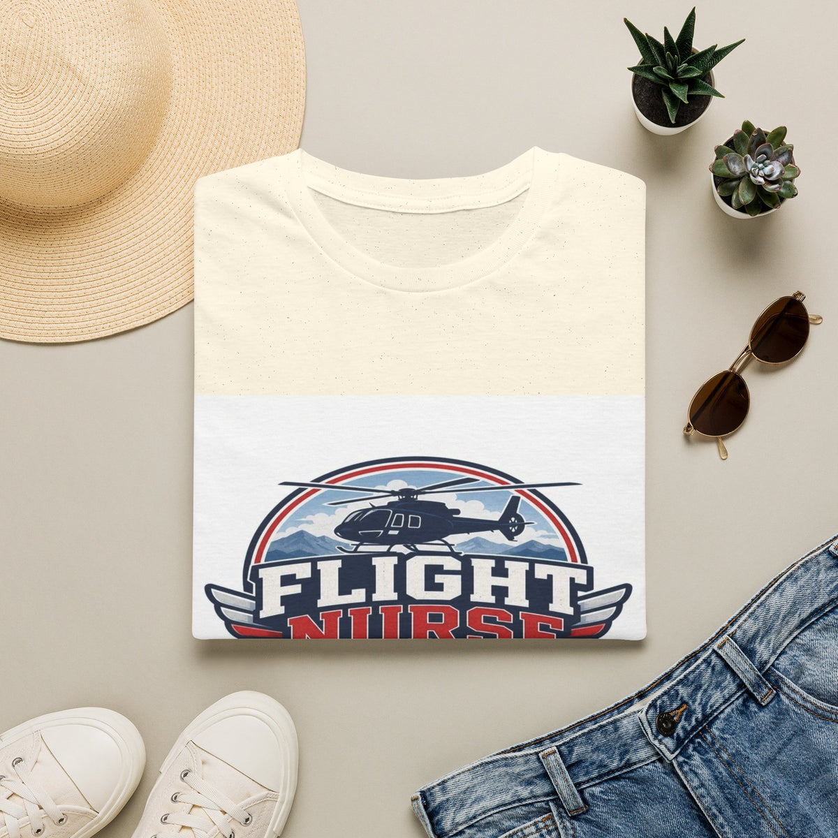 Aviation-Inspired T-Shirt Design Featuring Flight Nurse Graphic- Graphic Tees