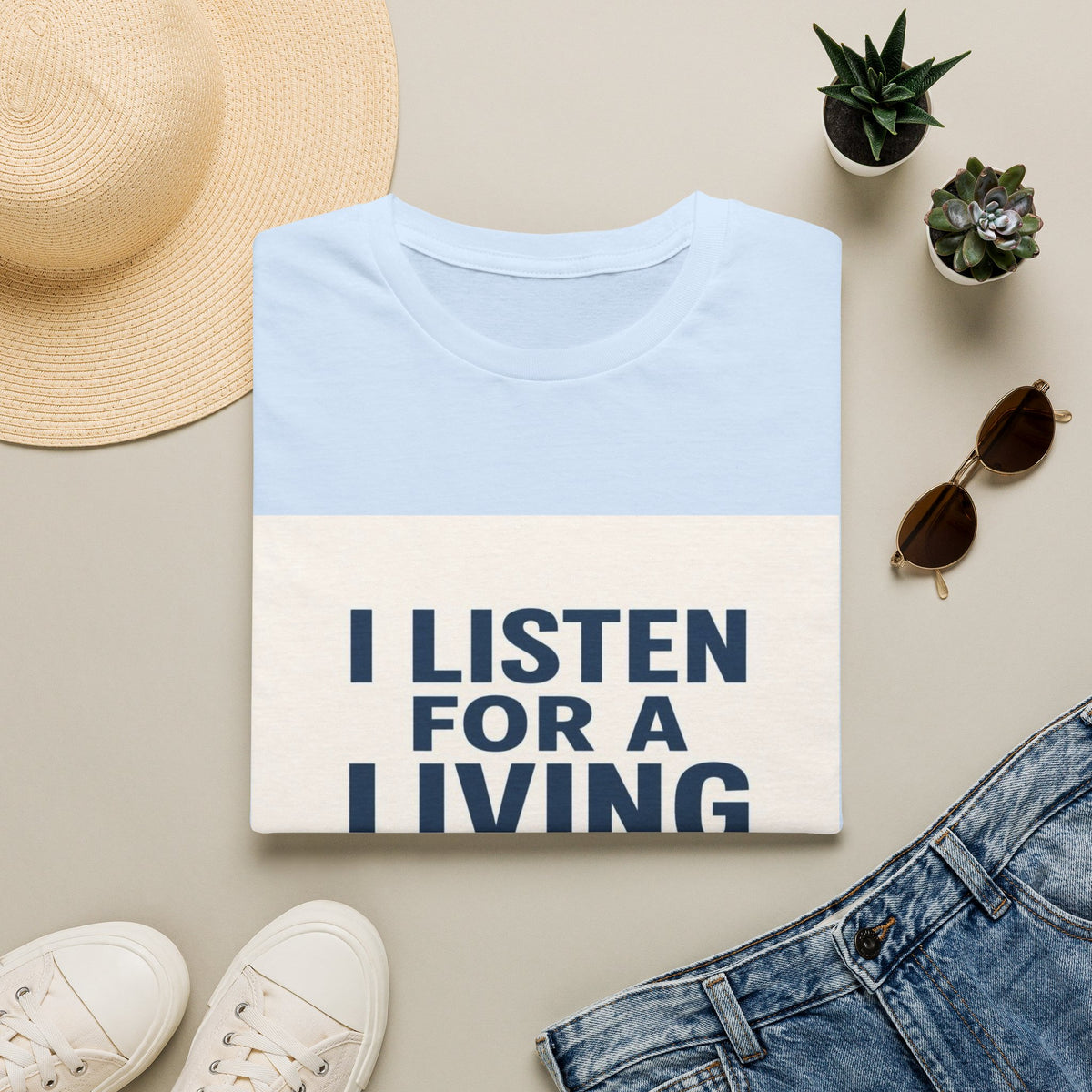Bold Text And Minimalist Ear Illustration In Modern Design- Graphic Tees