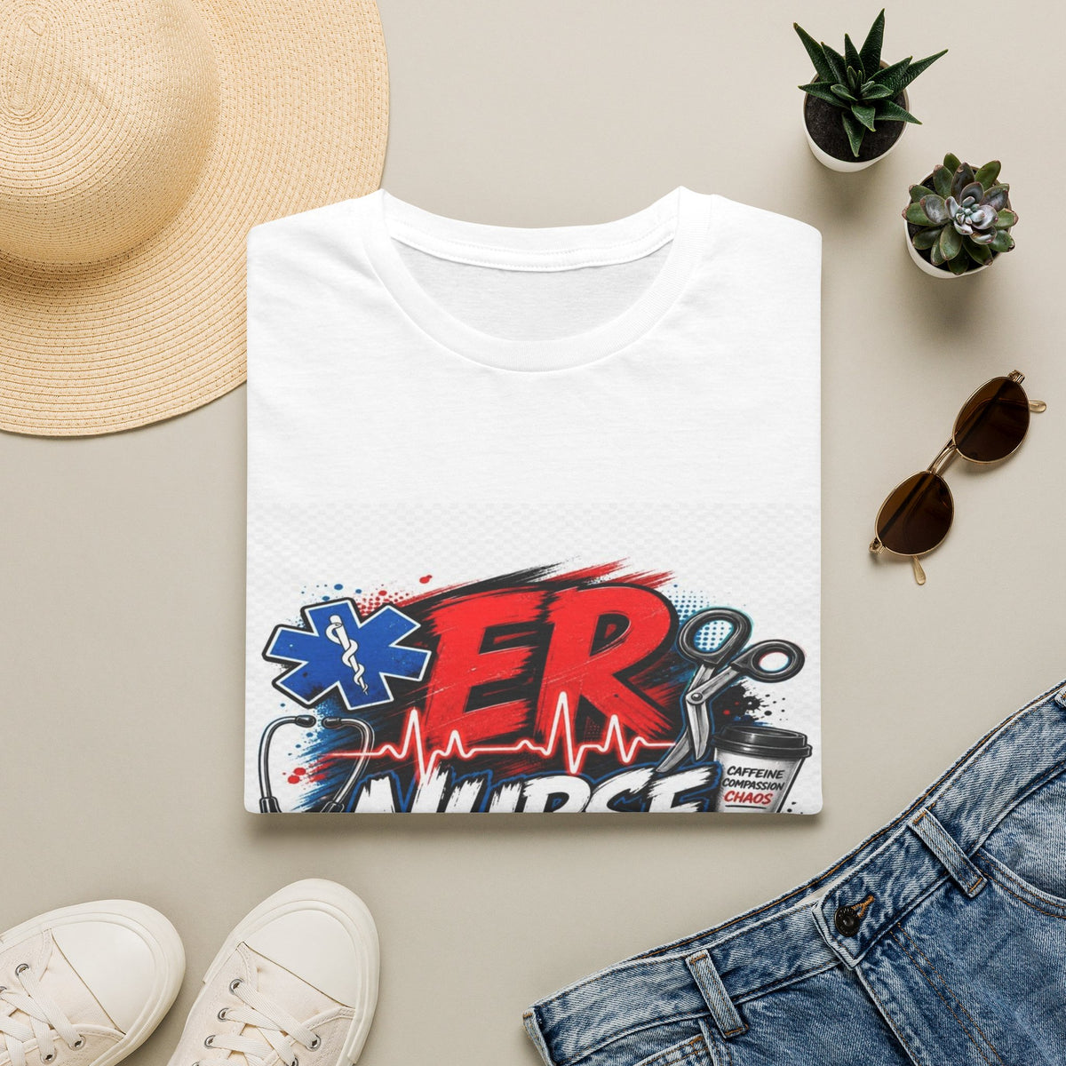 Bold Streetwear T-Shirt Design Featuring ER Nurse Typography- Graphic Tees