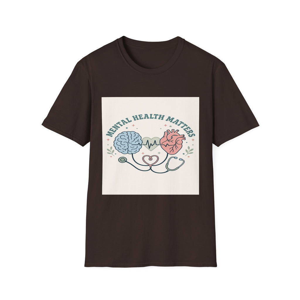 Stylized Brain And Heart Design For Mental Health Awareness- Graphic Tees