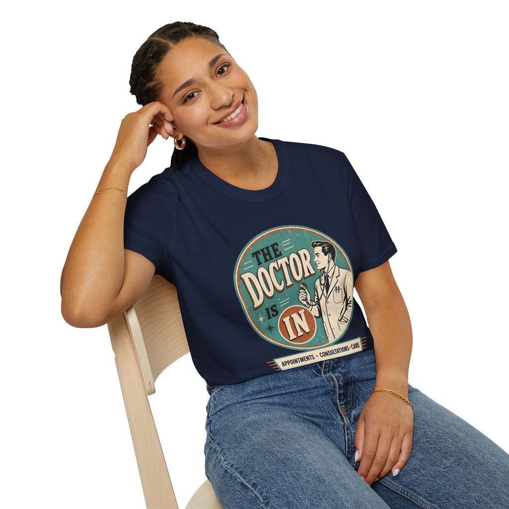The Doctor Is In Retro Graphic T-Shirt — Vintage Medical Humor Tee