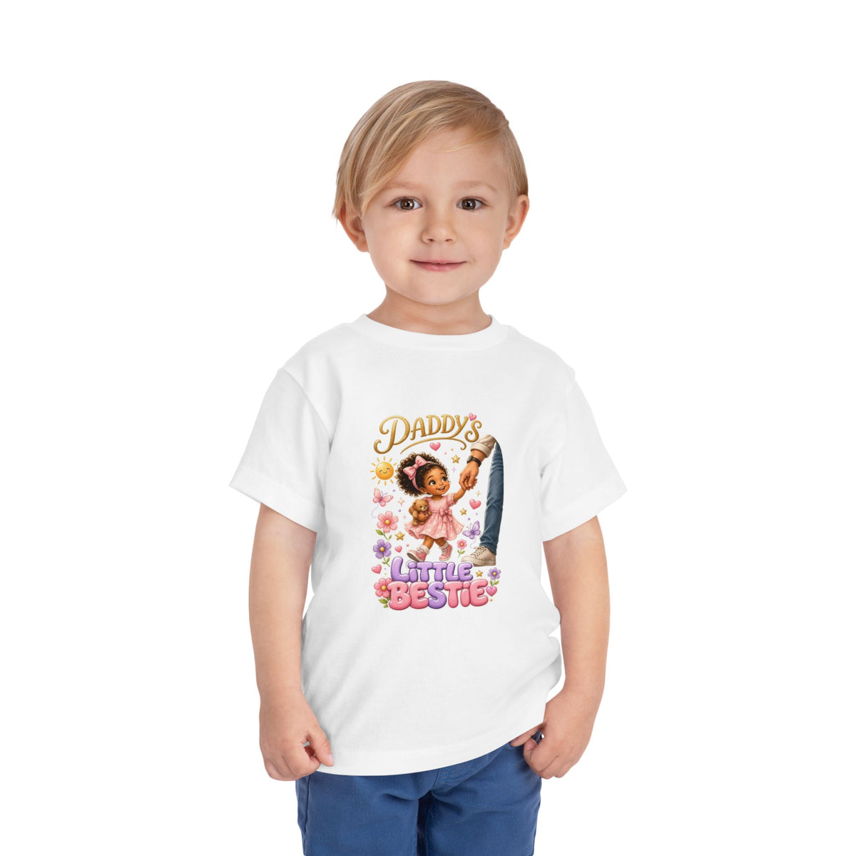 Toddler Tee — "Daddy's Little Bestie" Floral Cute Girl Graphic