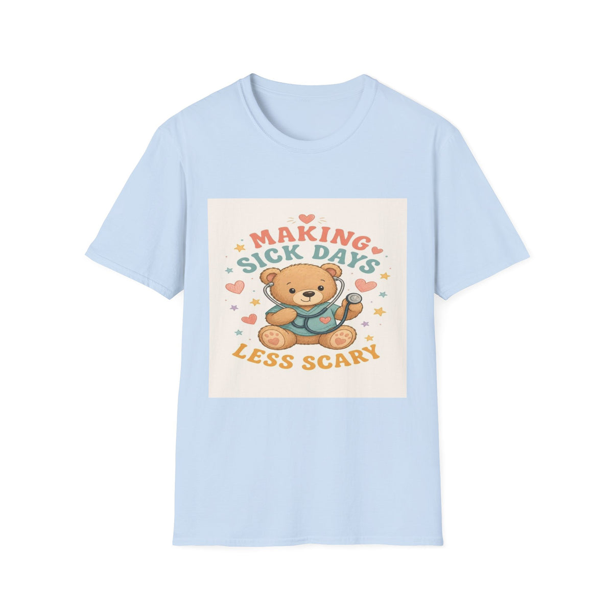 T-shirt Design Featuring Teddy Bear With Stethoscope And Stars- Graphic Tees