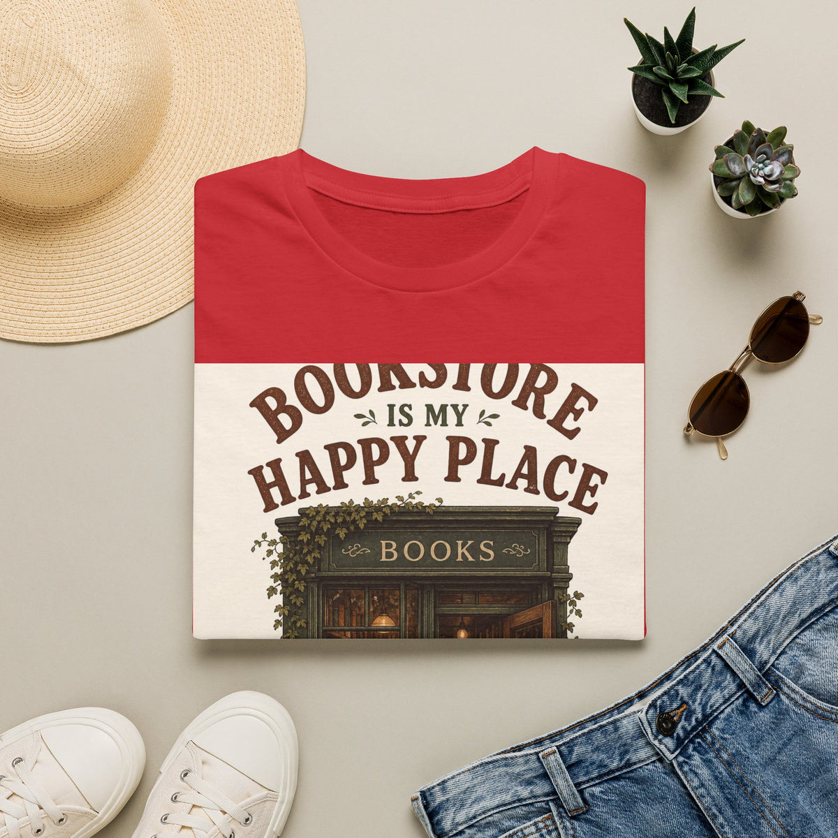Vintage Bookstore Front With Open Door And Warm Aesthetic