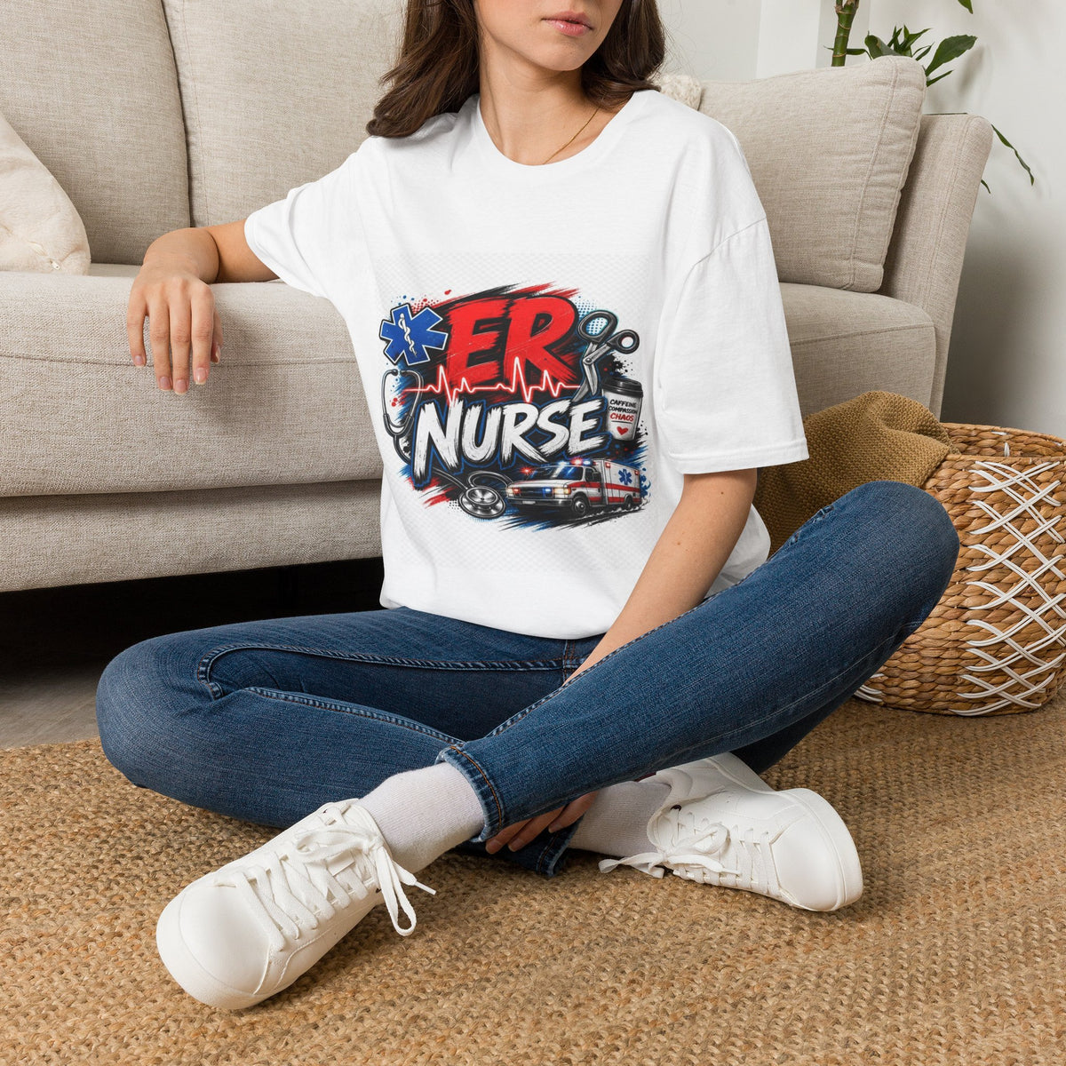 Bold Streetwear T-Shirt Design Featuring ER Nurse Typography- Graphic Tees
