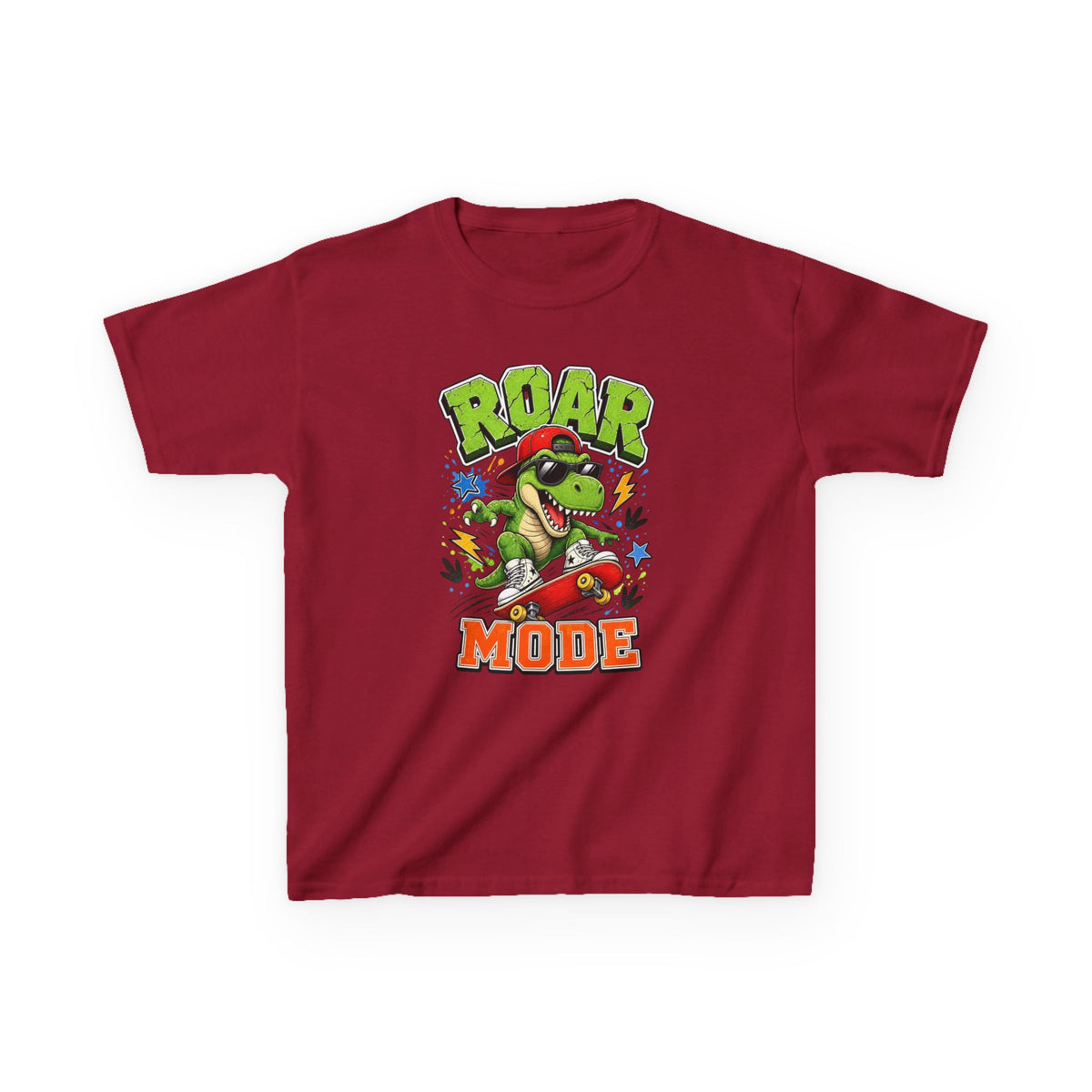 Kids Tee — "Roar Mode" Skateboarding Dino Graphic Shirt