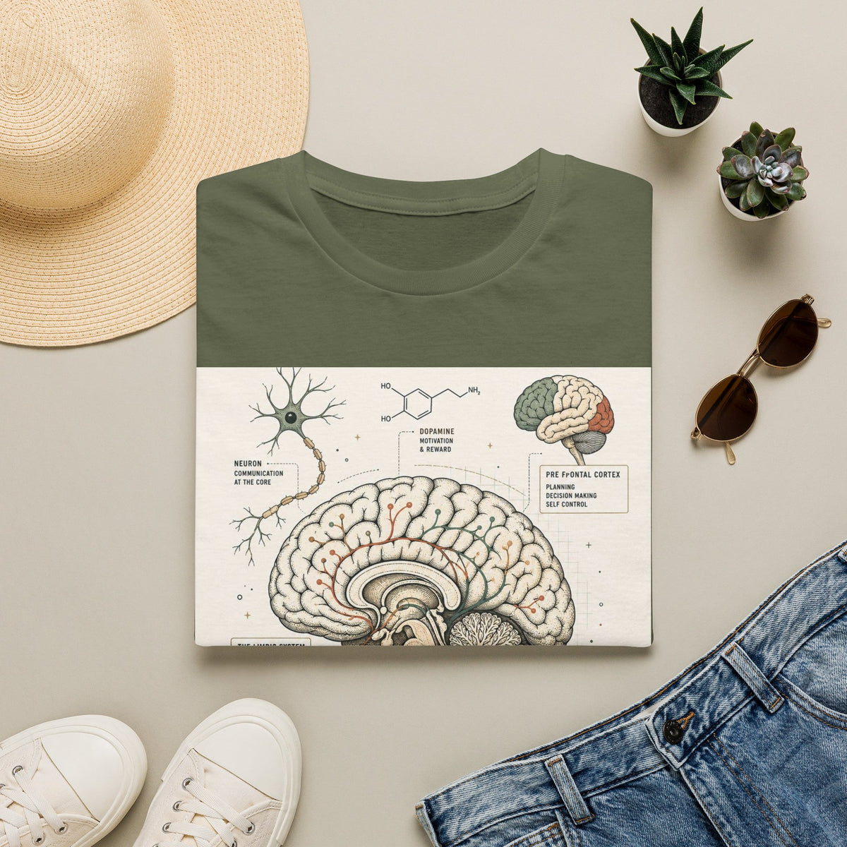 Human Brain Illustration Featuring Neural Pathways And Typography
