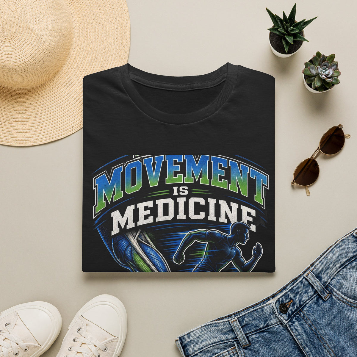 Dynamic T Shirt Design Featuring PT Movement Is Medicine Text
