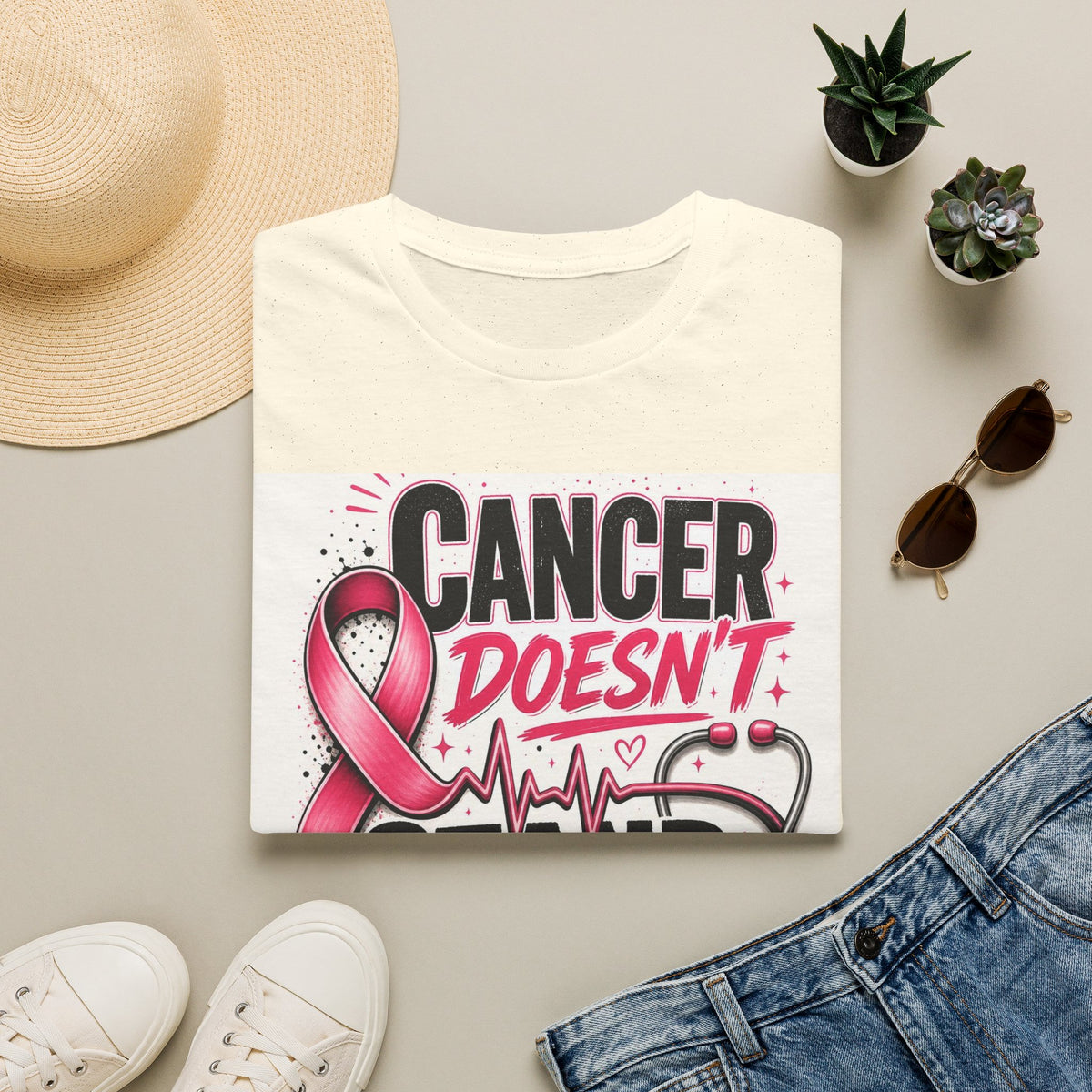 Bold Oncology Nurse Design Featuring Empowering Phrase With Awareness Ribbon