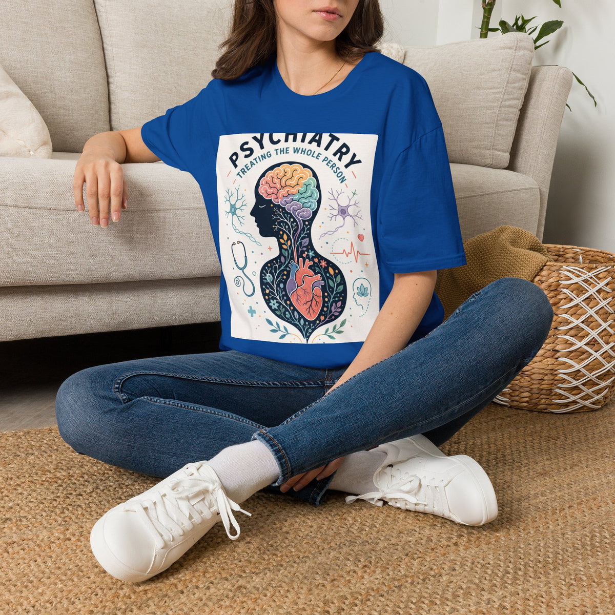 Colorful Brain And Heart In Human Silhouette With Text