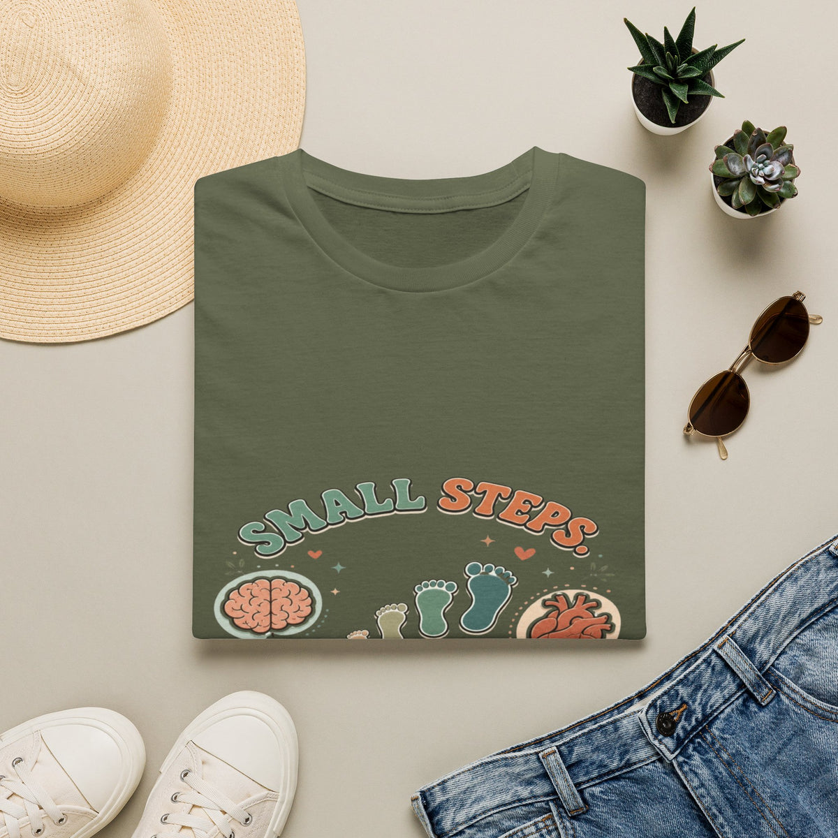 Typography Design Showcasing Small Steps Leading To Growth- Graphic Tees
