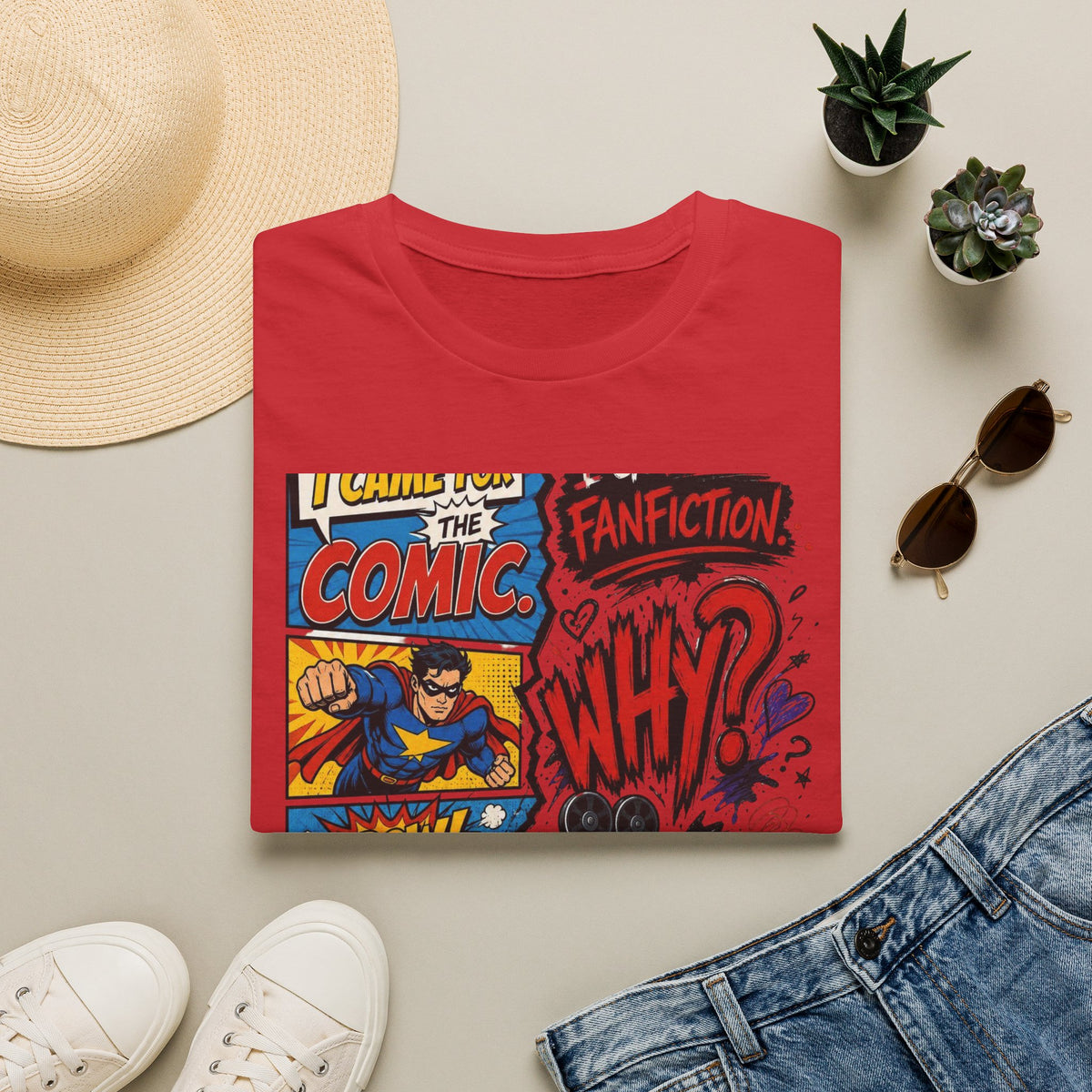 Split T Shirt Design Featuring Comic Panels And Fanfiction Elements