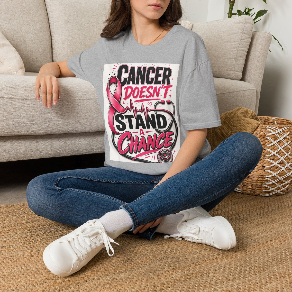 Bold Oncology Nurse Design Featuring Empowering Phrase With Awareness Ribbon