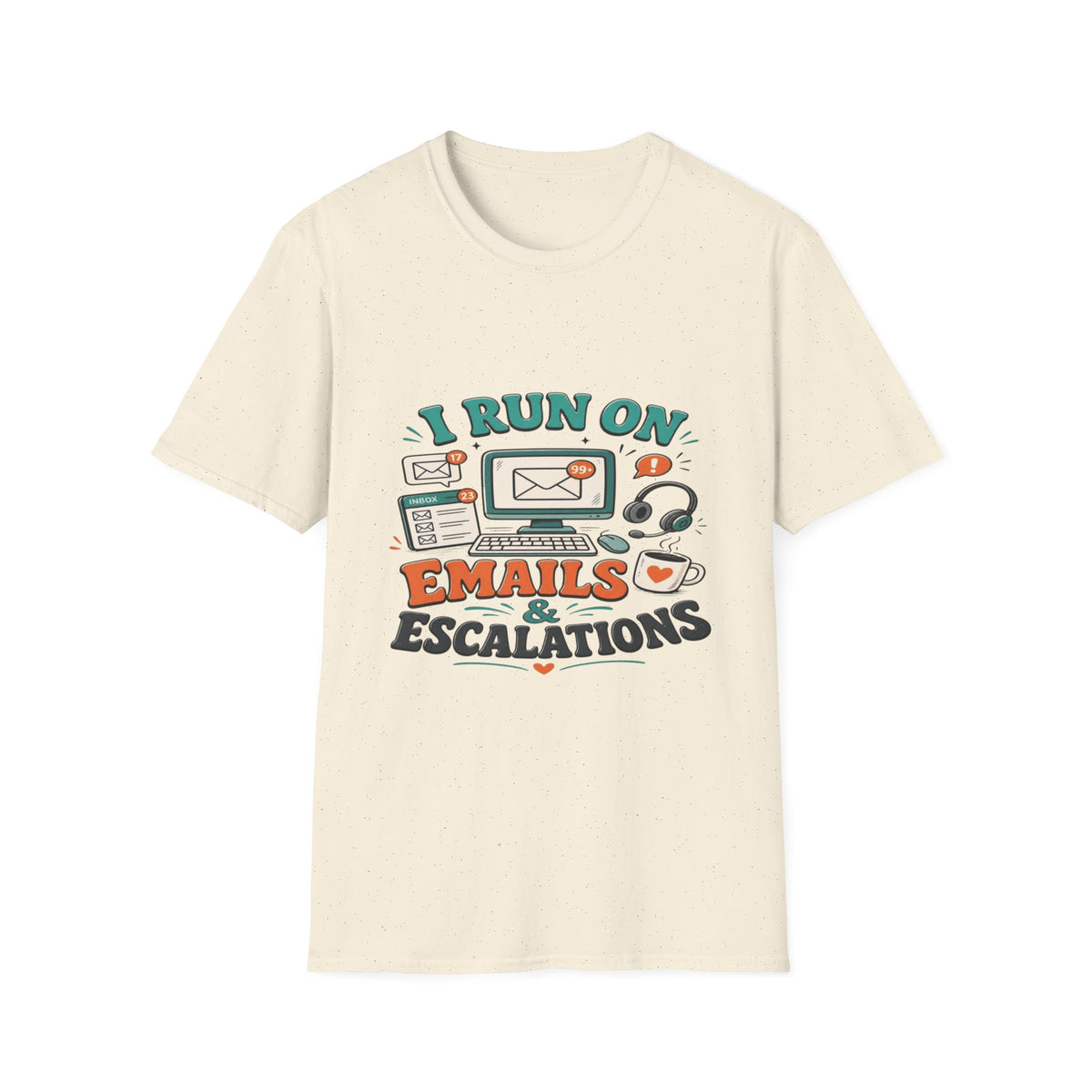 Bold T-Shirt Design With Playful Email And Coffee Illustrations- Graphic Tees
