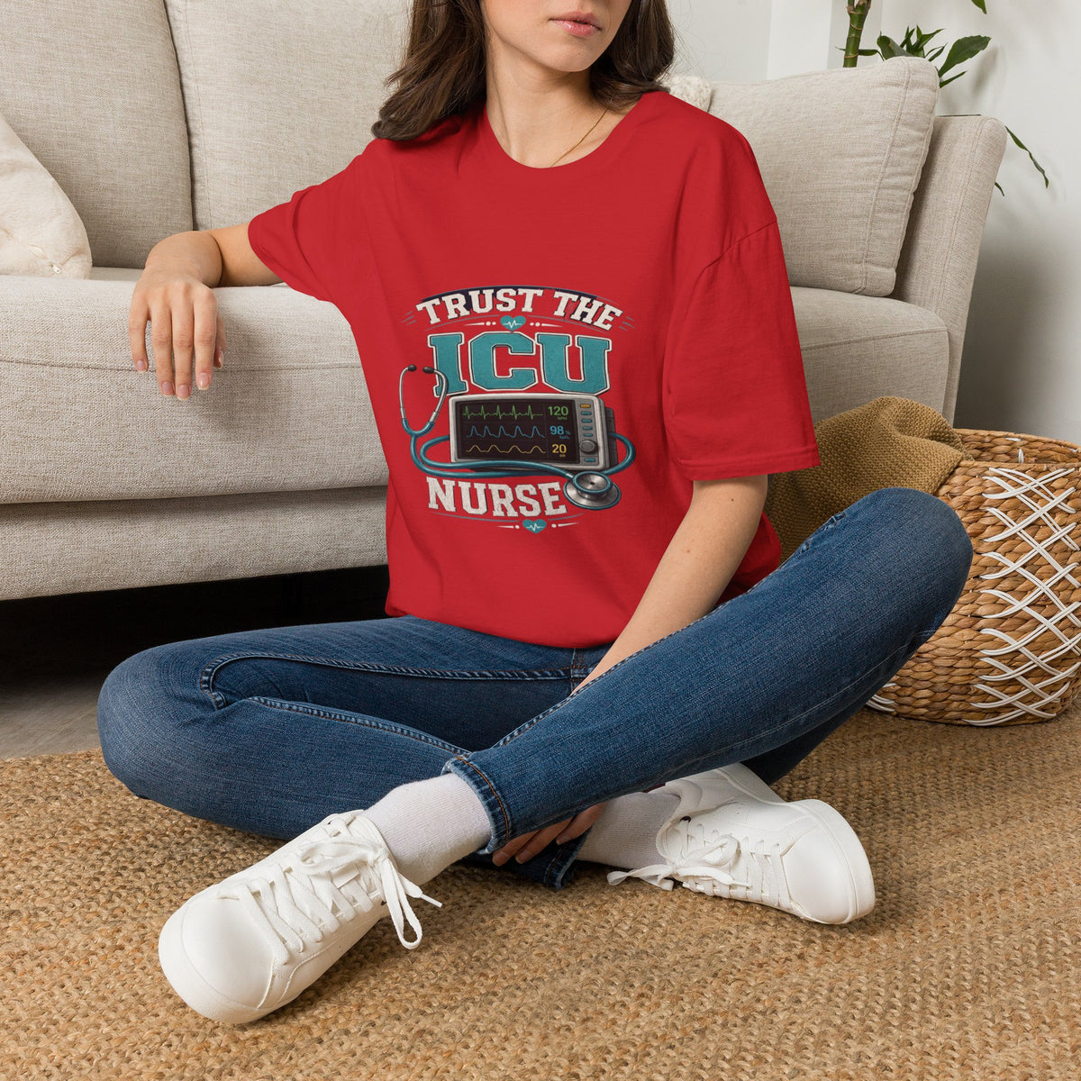Bold T-Shirt Design Featuring Trust The ICU Nurse Phrase- Graphic Tees