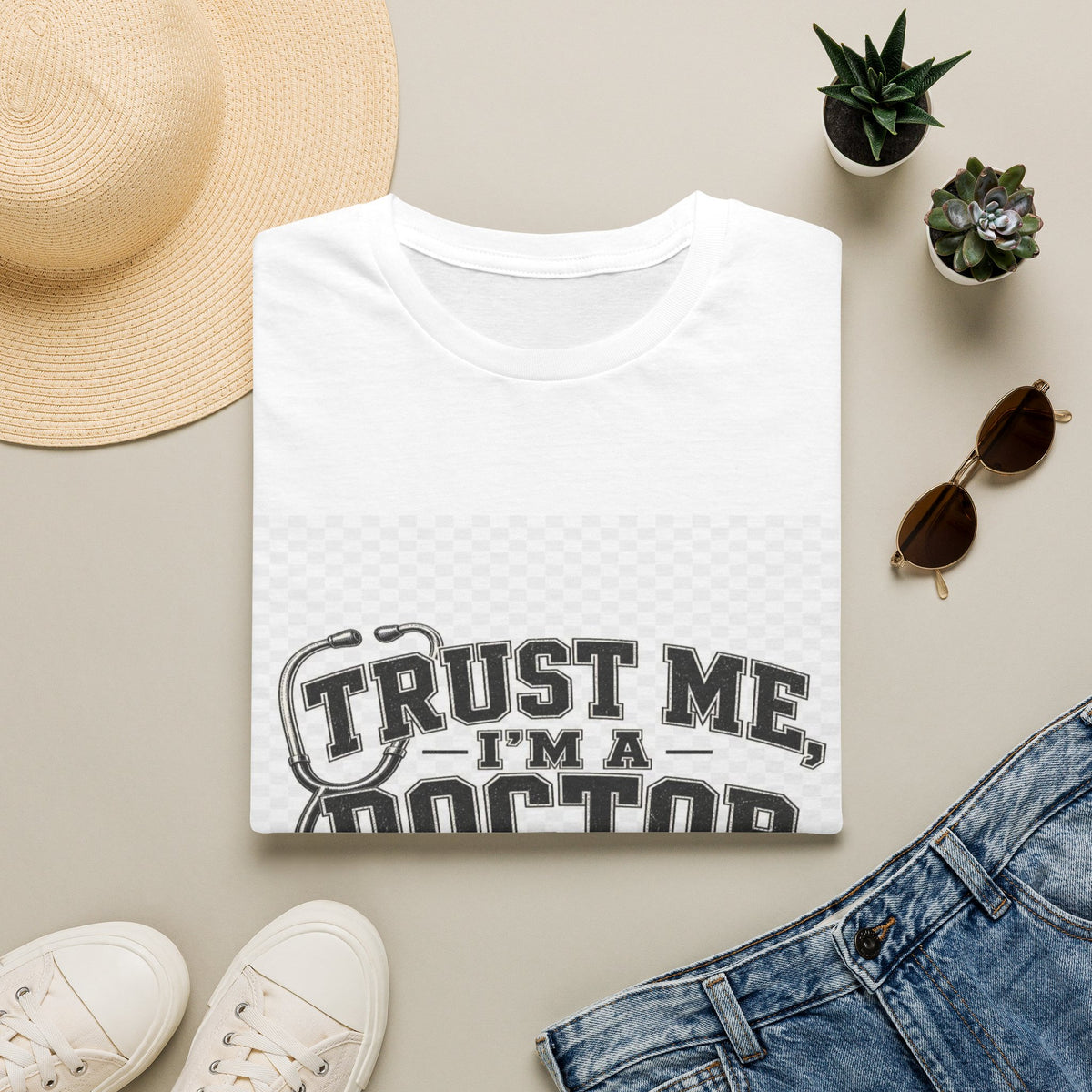 Vintage Varsity Typography Design Featuring Trust Me I'm A Doctor- Graphic Tees