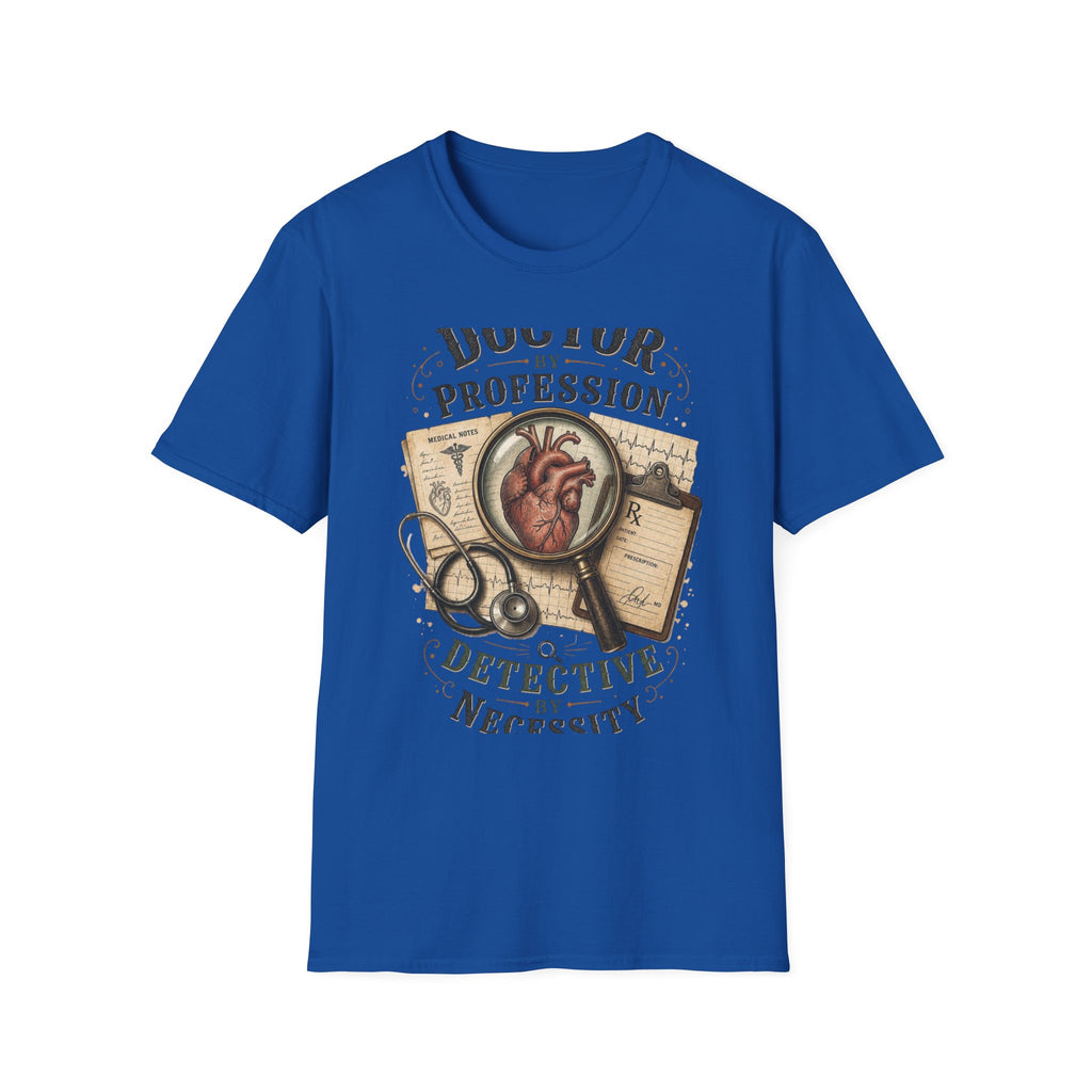 Vintage Detective Inspired T Shirt Featuring Anatomical Heart And Magnifying Glass